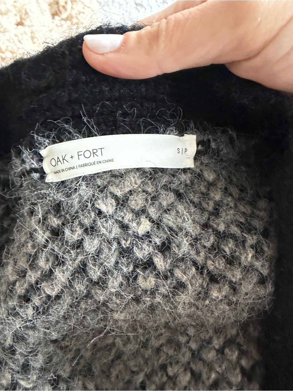 OAK + FORT Black and Gray Textured Knit cardigan Sweater size small - Picture 3 of 3